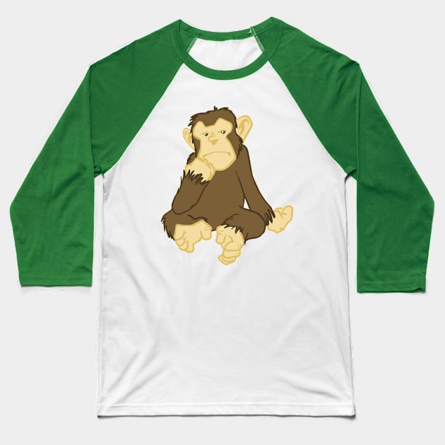 Asplenia Studios Academic Chimps: The Thinker Baseball T-Shirt by AspleniaStudios